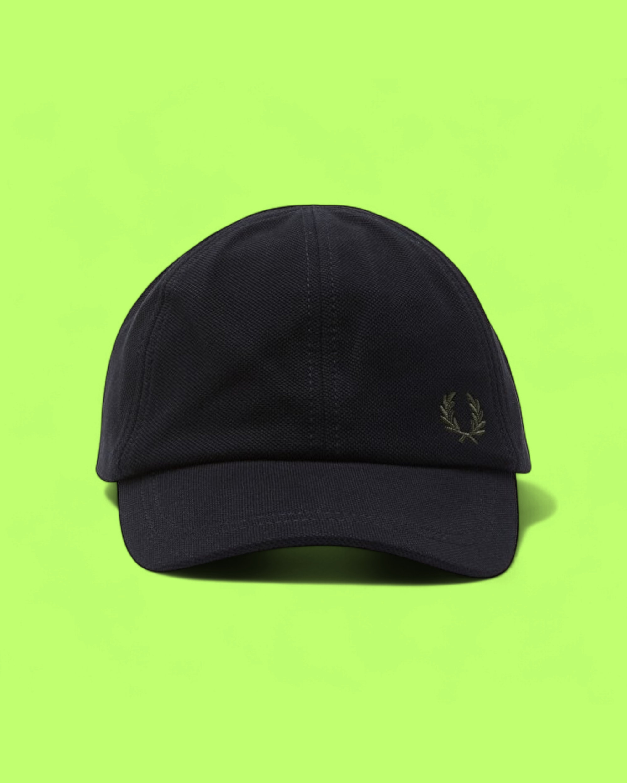 BLACK COTTON BASEBALL CAP WITH EMBROIDERED LAUREL WREATH