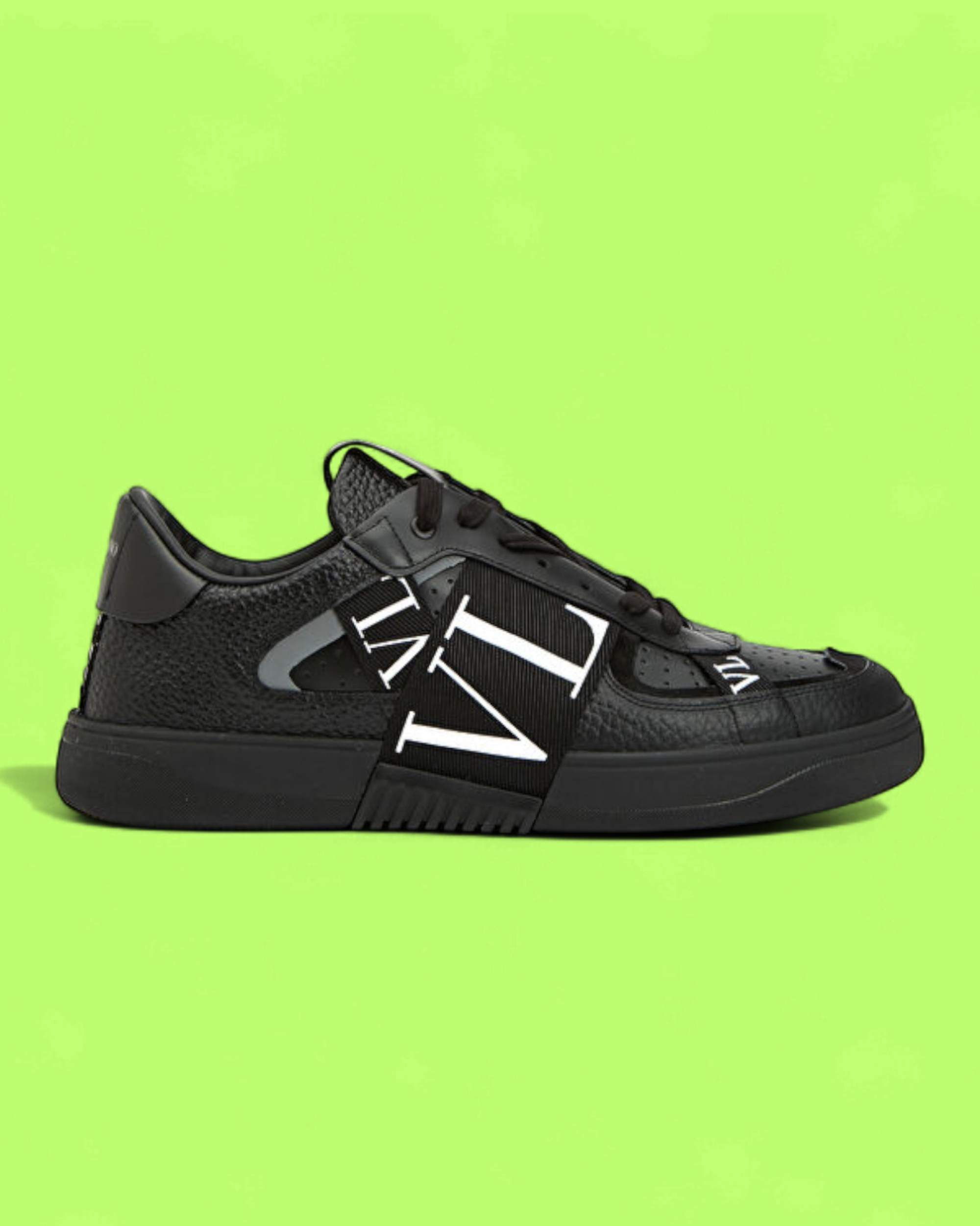 VALENTINO GARAVANI BLACK VLTN LOGO LEATHER LUXURY SNEAKERS
