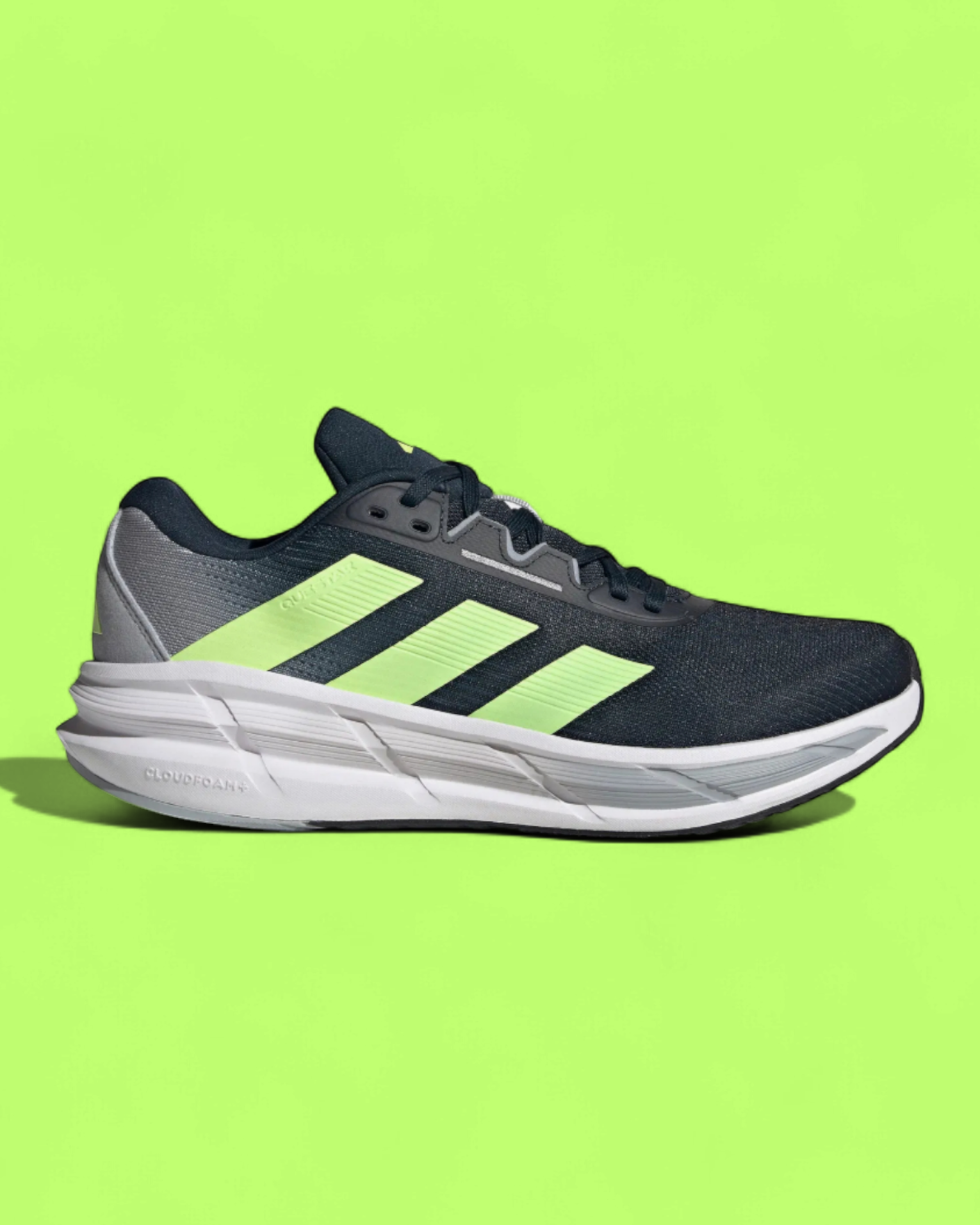 ADIDAS DURAMO RUNNING SHOES BLACK GREEN NEON STRIPES CWCD
