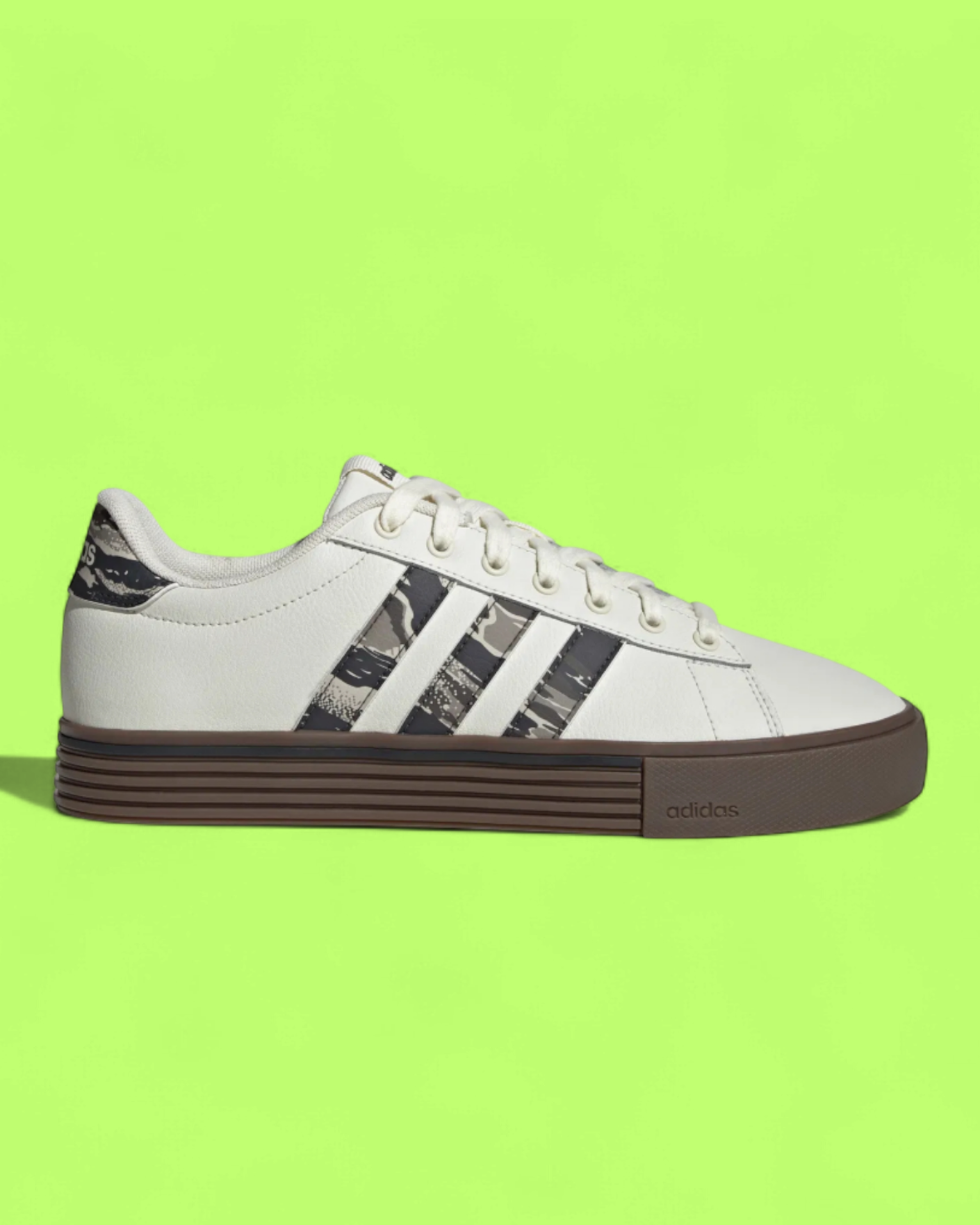 ADIDAS DAILY 3.0 WHITE SNEAKERS WITH CAMO STRIPE DETAIL CWCD