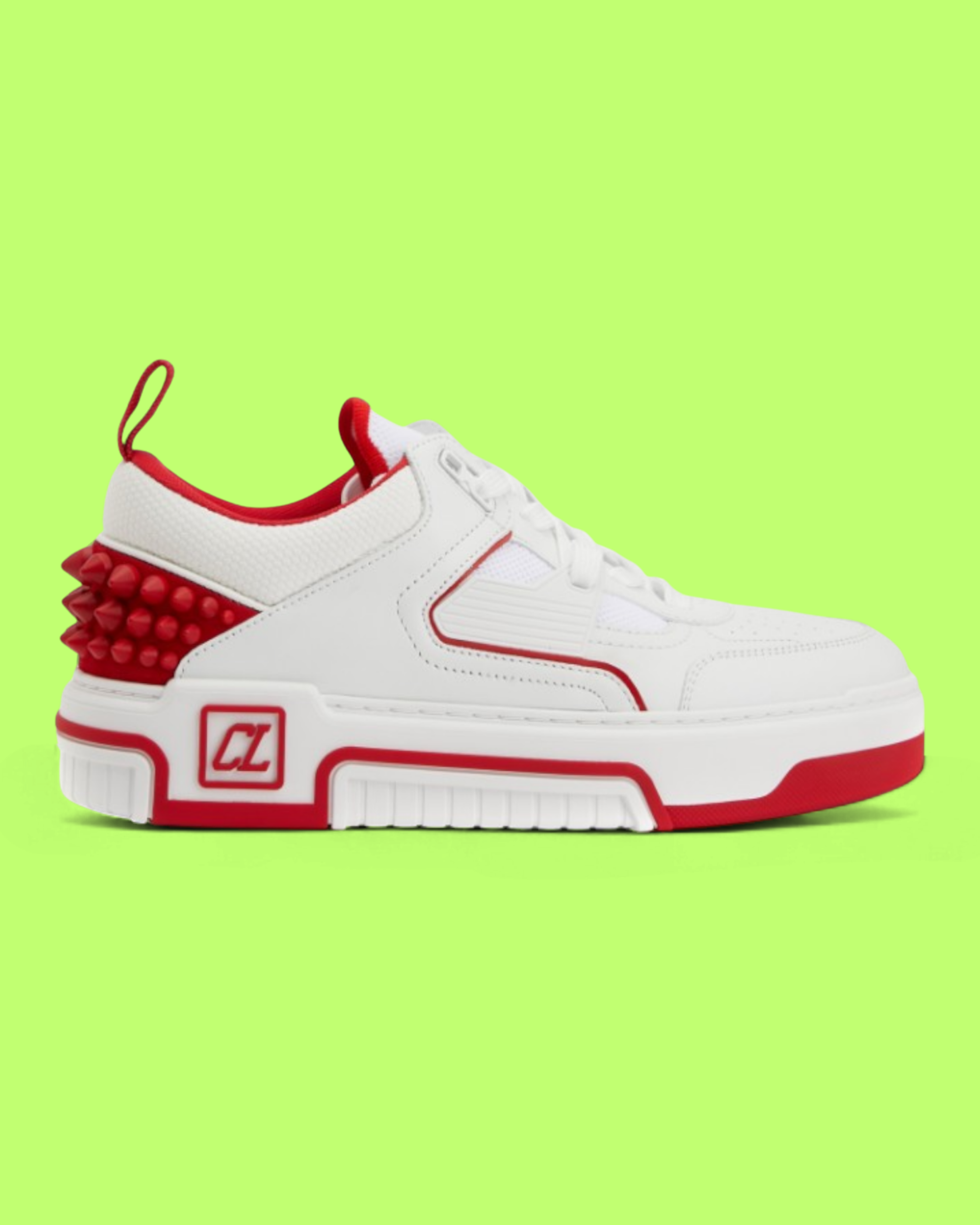 CHRISTIAN LOUBOUTIN FUN VIEIRA SPIKES WHITE RED LEATHER