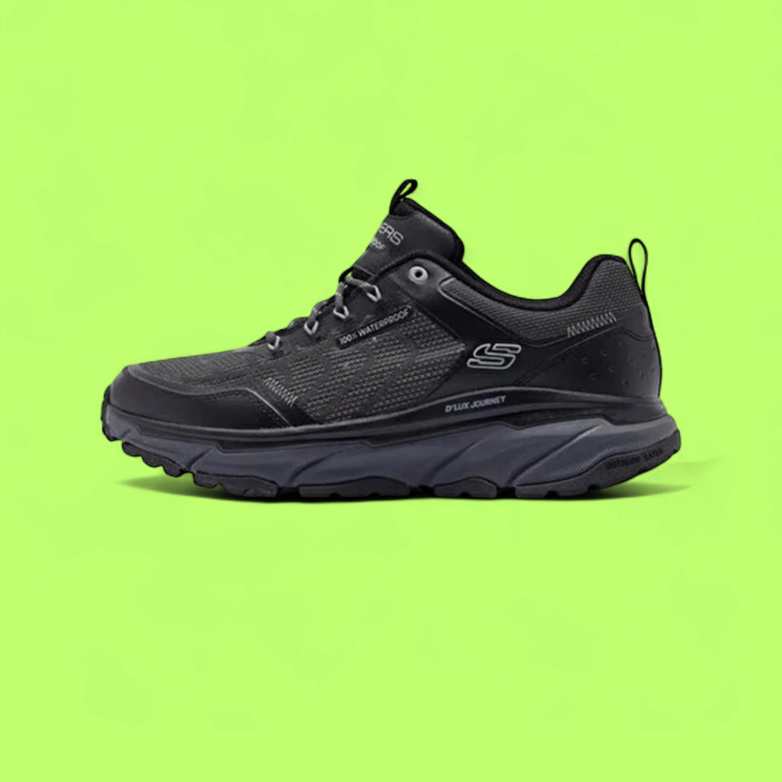 SKECHERS D'LUX JOURNEY MEN'S BLACK MESH AND LEATHER CASUAL