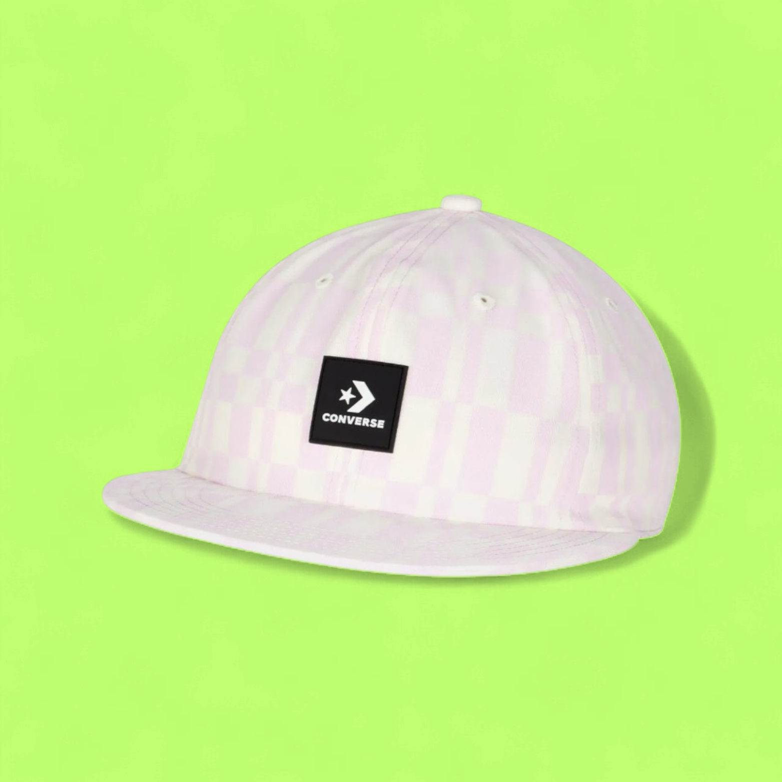 PASTEL PINK CHECKERED CONVERSE CAP WITH PATCH LOGO