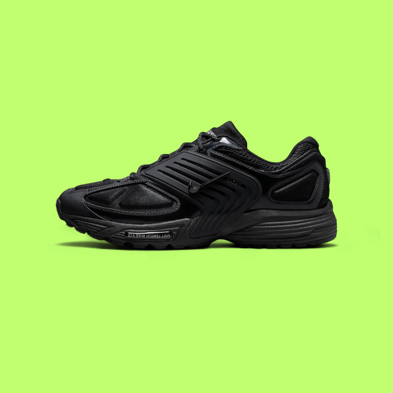 NIKE AIR PEGASUS WAVE MEN'S BLACK MESH AND LEATHER RUNNING SHOES