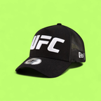 UFC BLACK TRUCKER HAT WITH LARGE WHITE EMBROIDERED LOGO