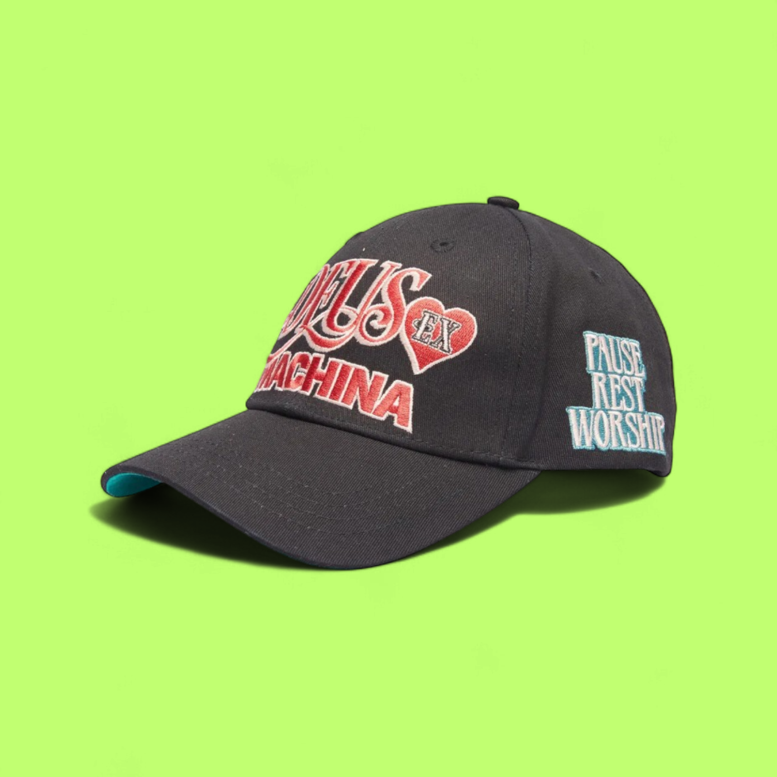 DEUS EX MACHINA BLACK CAP RED LOGO PAUSE REST WORSHIP