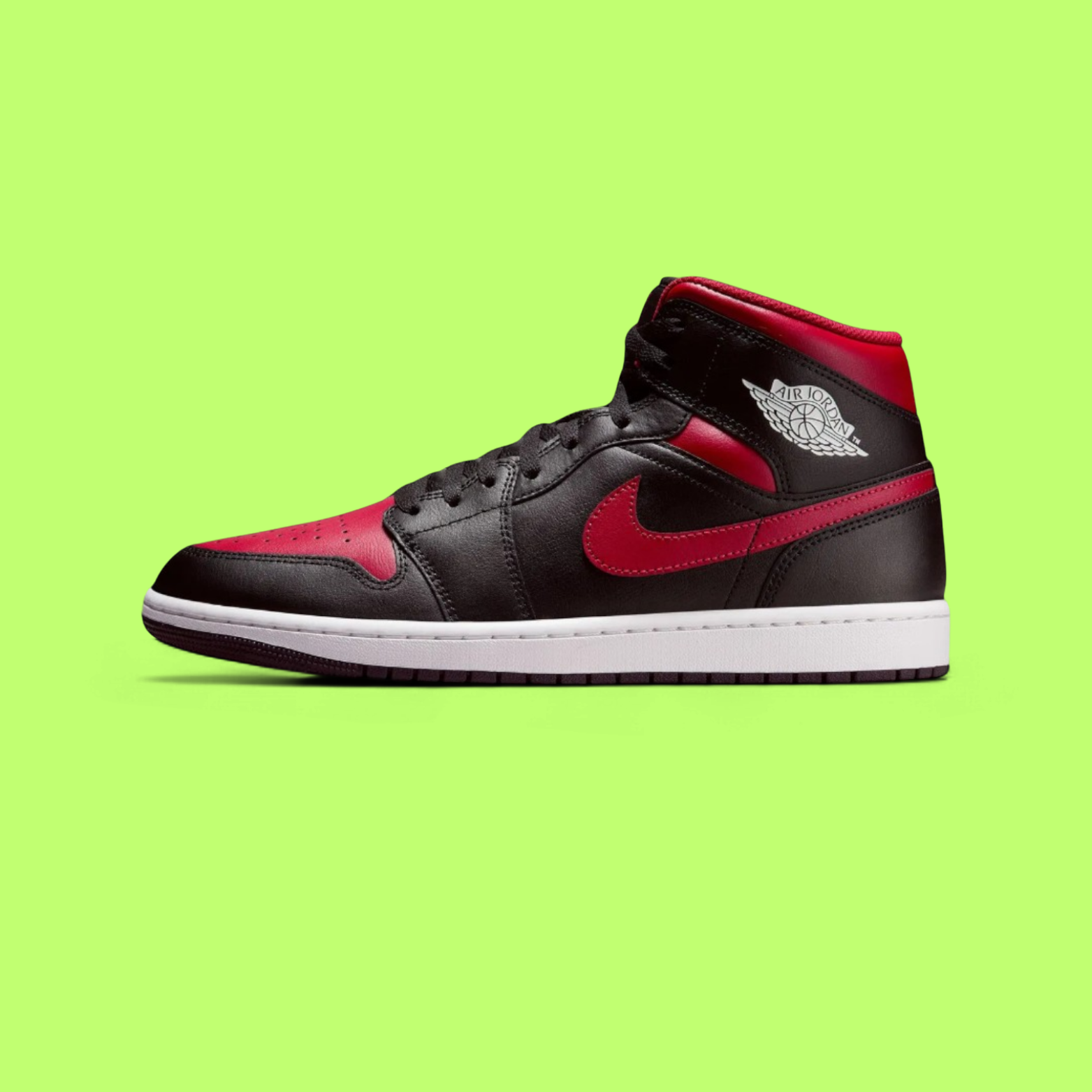 NIKE JORDAN AIR 1 MID MEN'S BLACK LEATHER RETRO BASKETBALL SNEAKERS