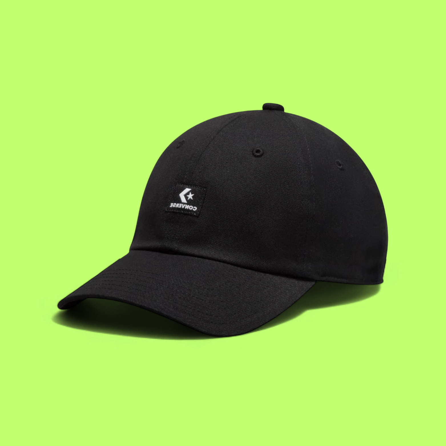 BLACK CONVERSE CAP WITH SMALL MINIMAL FRONT PATCH LOGO