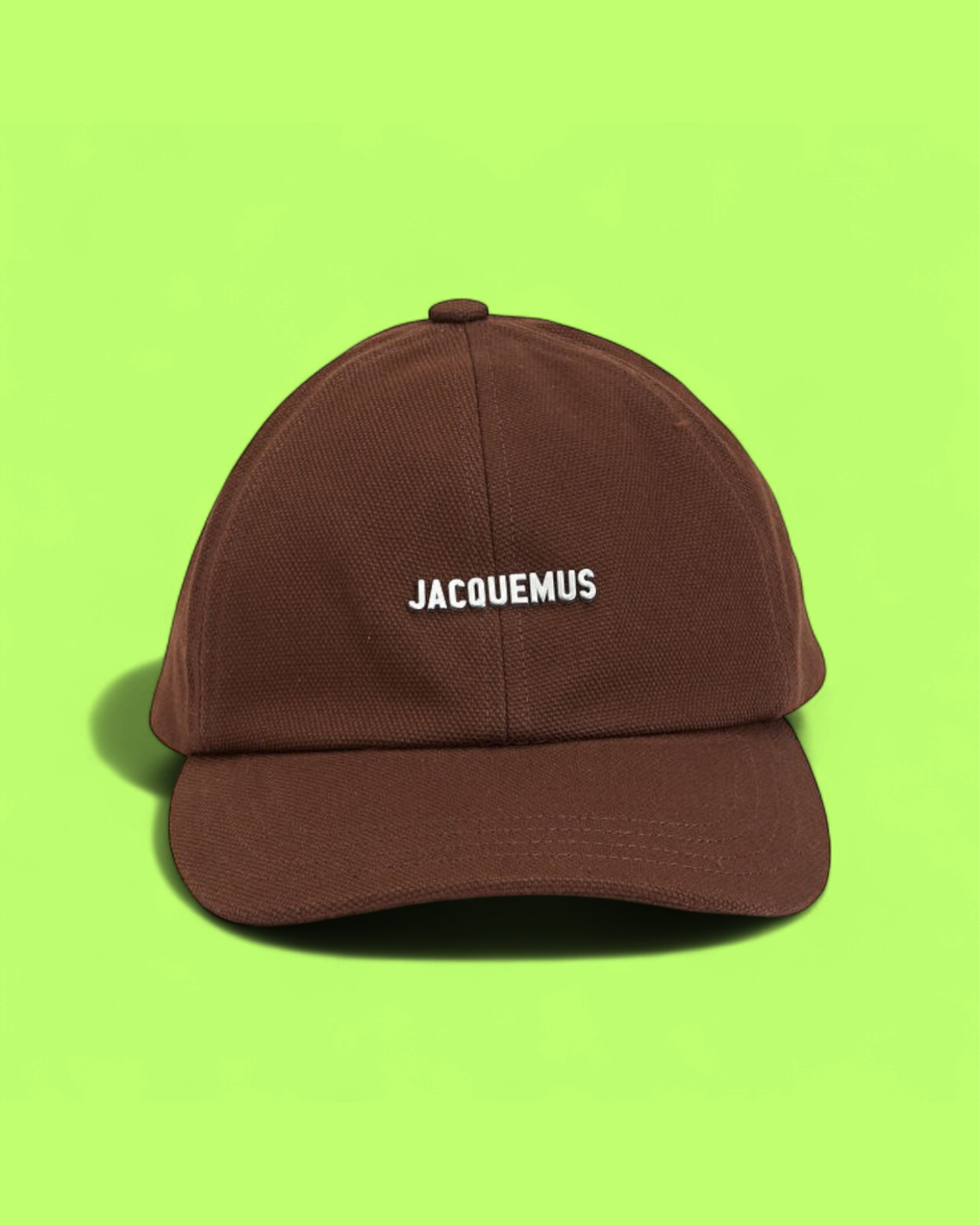 JACQUEMUS BROWN COTTON CAP WITH WHITE LOGO EMBROIDERY