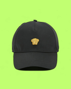 BLACK CAP WITH GOLDEN MEDUSA EMBROIDERY DETAIL CWCD