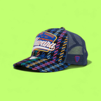 COLORFUL TRUCKER CAP WITH HAVANA EMBROIDERY AND BLUE MESH