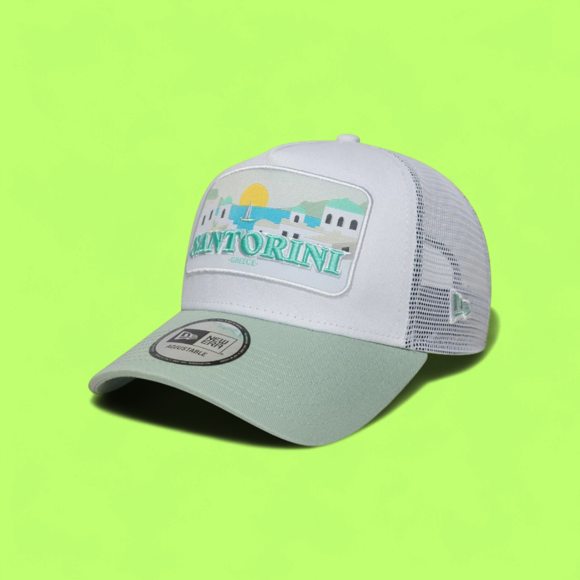 NEW ERA SANTORINI TRUCKER WHITE MINT ADJUSTABLE CAP