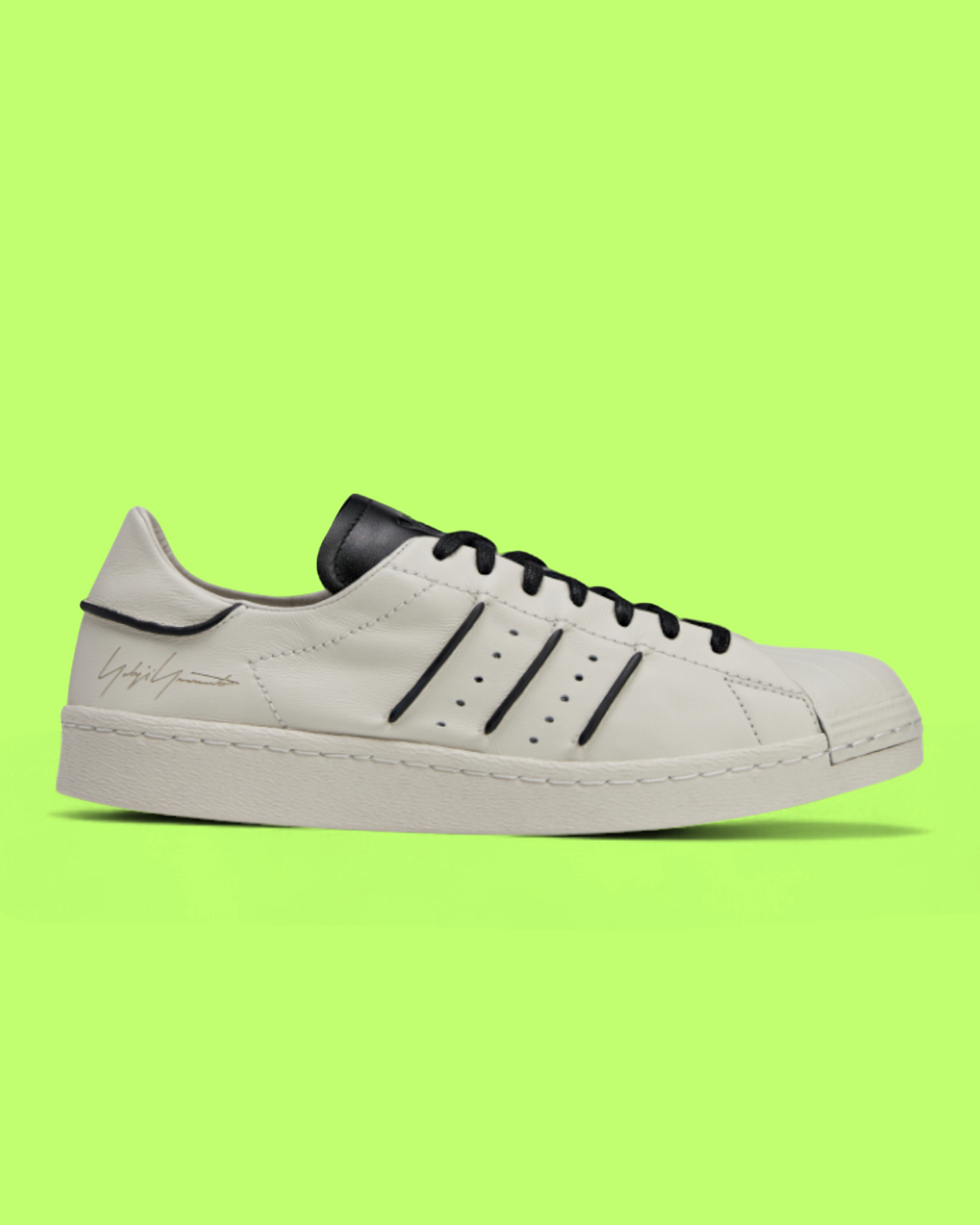 ADIDAS Y-3 WHITE LEATHER SNEAKERS WITH BLACK SIGNATURE DETAIL