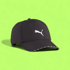 PUMA BLACK BASEBALL CAP WITH WHITE LOGO AND CURVED VISOR