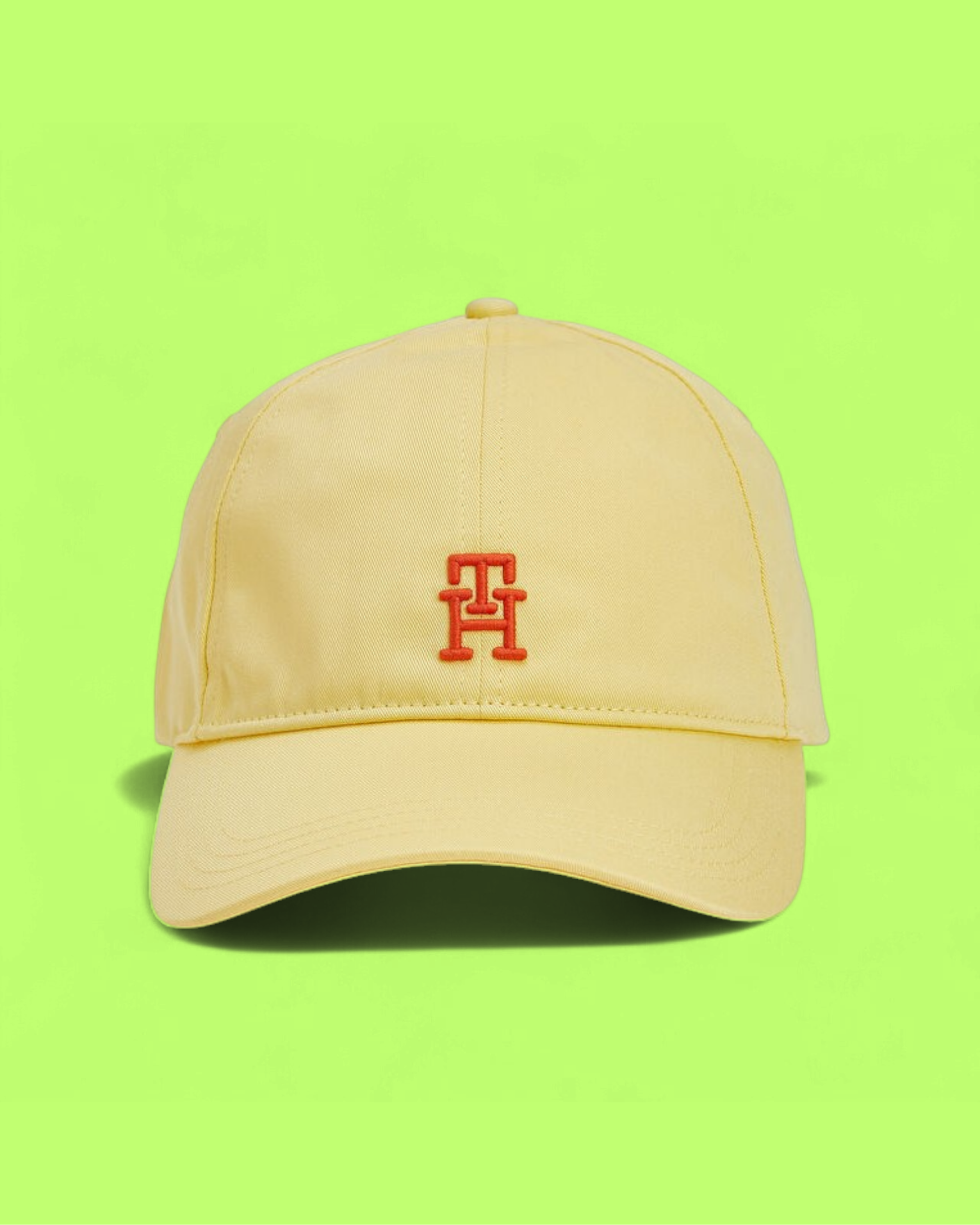 TOMMY HILFIGER YELLOW BASEBALL CAP WITH RED EMBROIDERED TH