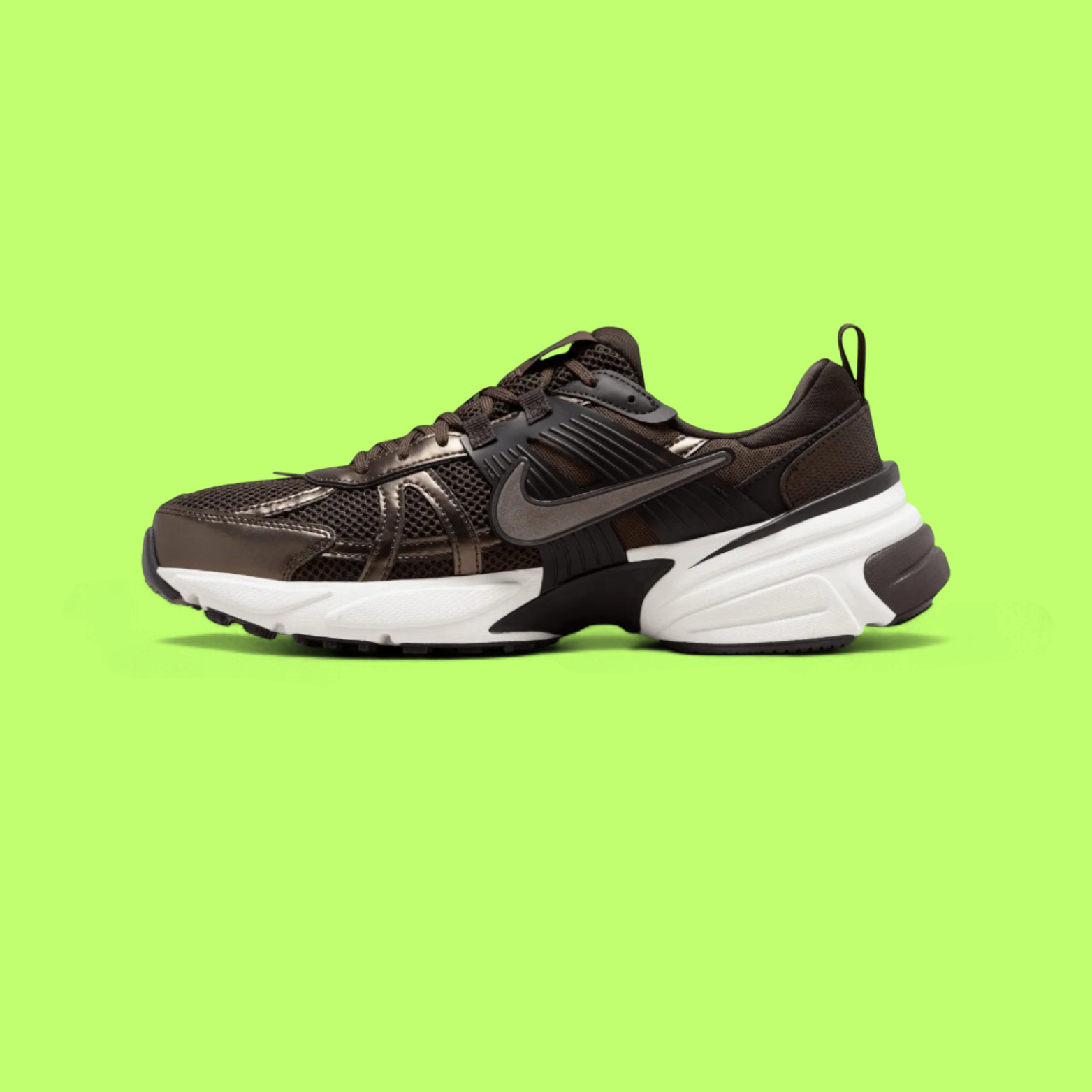 NIKE V2K RUN MEN'S BROWN MESH AND LEATHER RETRO RUNNING QRT