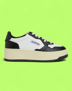 AUTRY PLATFORM BLACK WHITE LEATHER RETRO STYLE CASUAL SNEAKERS