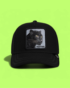 BLACK PANTHER ALL BLACK TRUCKER HAT WITH EMBROIDERED PATCH