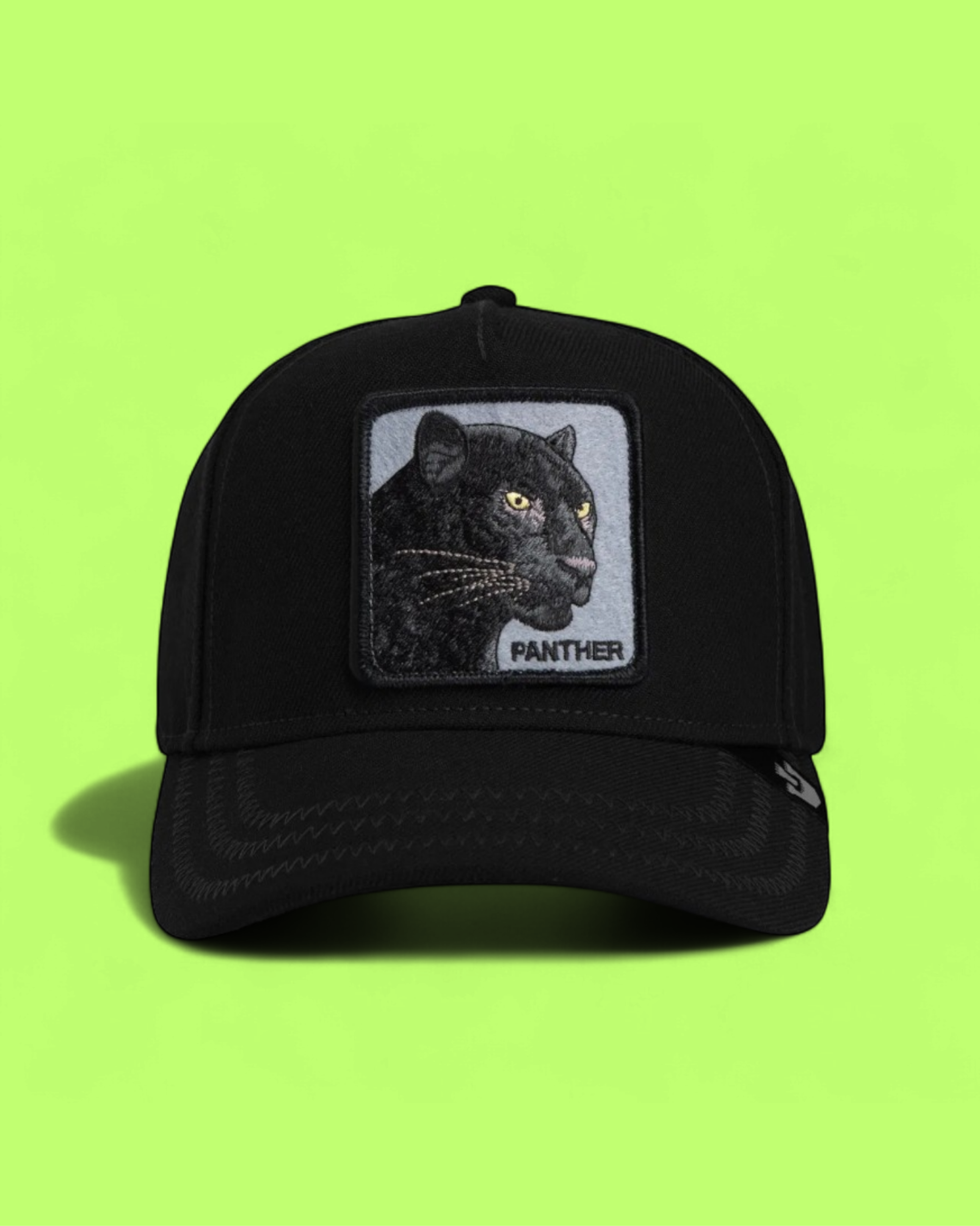 BLACK PANTHER ALL BLACK TRUCKER HAT WITH EMBROIDERED PATCH