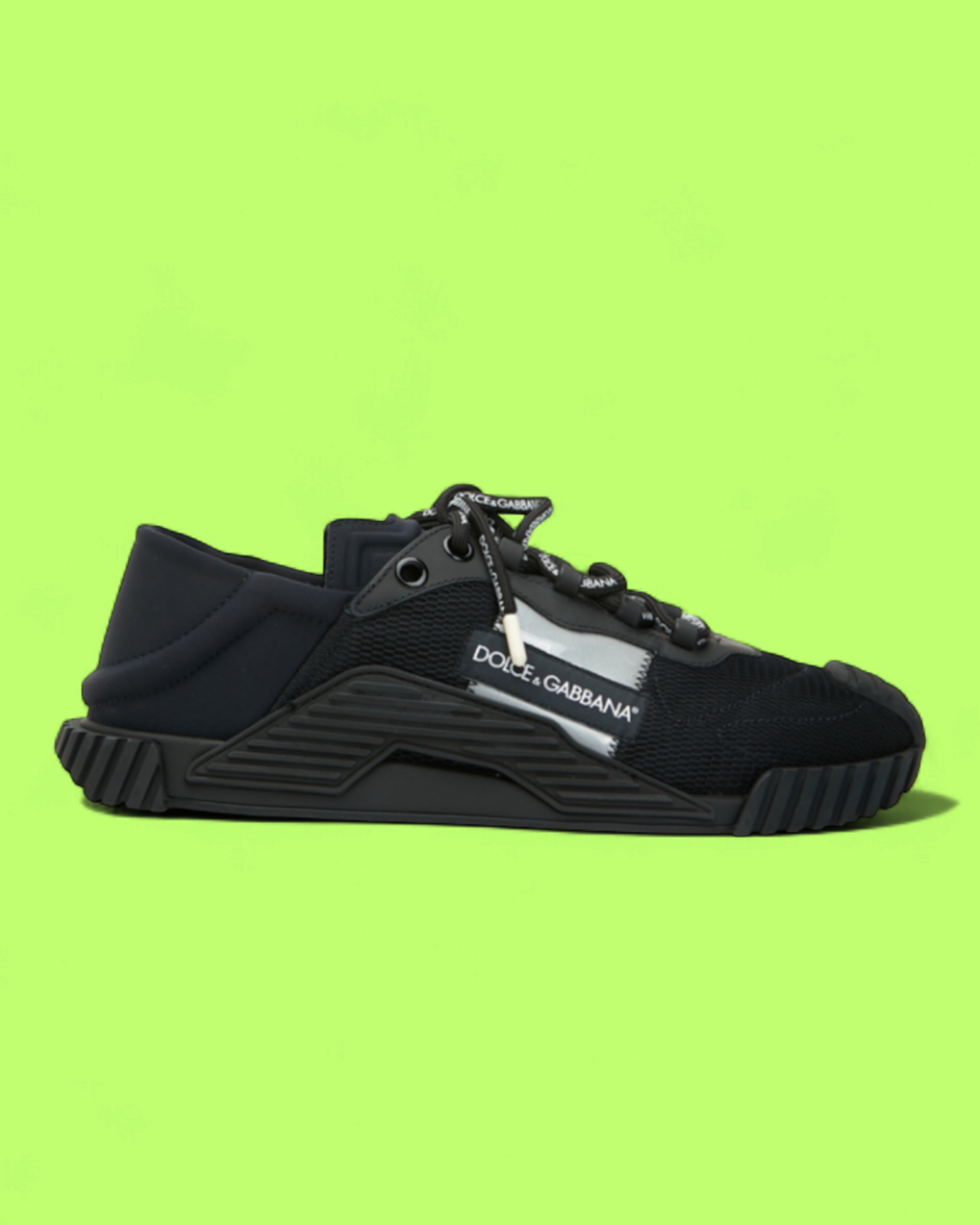 DOLCE & GABBANA BLACK NEOPRENE TECHNICAL LOW TOP SNEAKERS