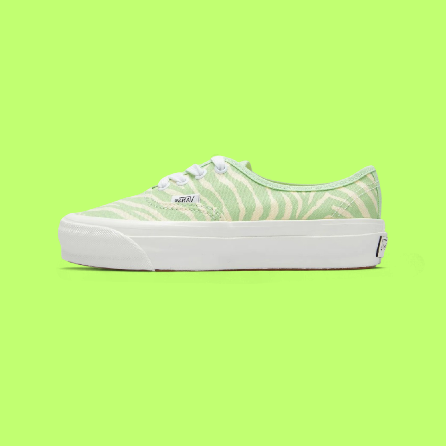 VANS AUTHENTIC PLATFORM GREEN ZEBRA PRINT CASUAL STYLE DROP