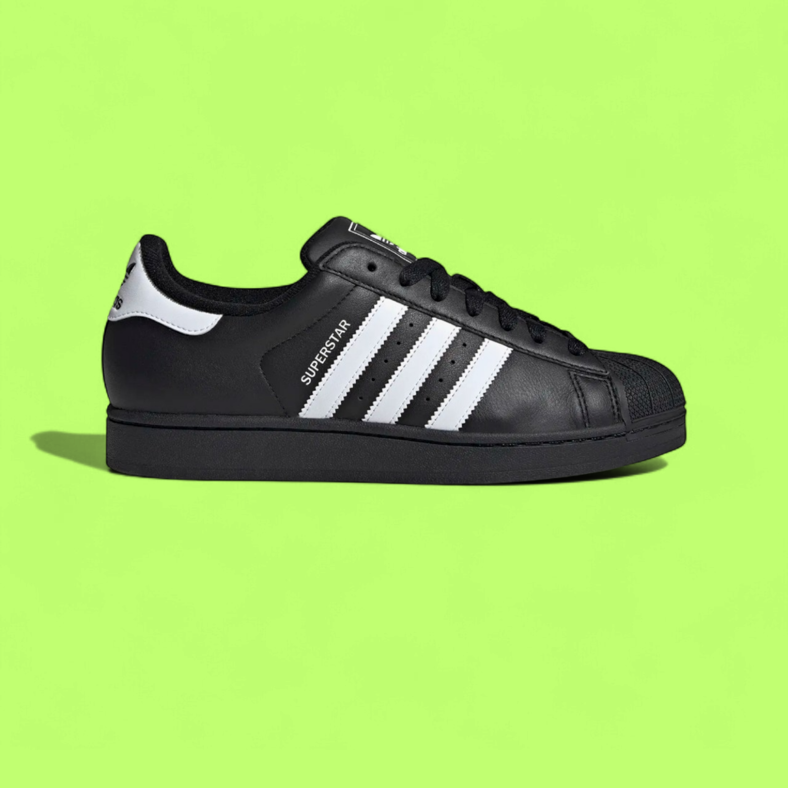 ADIDAS SUPERSTAR BLACK WHITE LEATHER CLASSIC SHOES CWCD