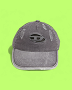GREY DISTRESSED CAP WITH WORN EFFECT AND PATCHED FRONT