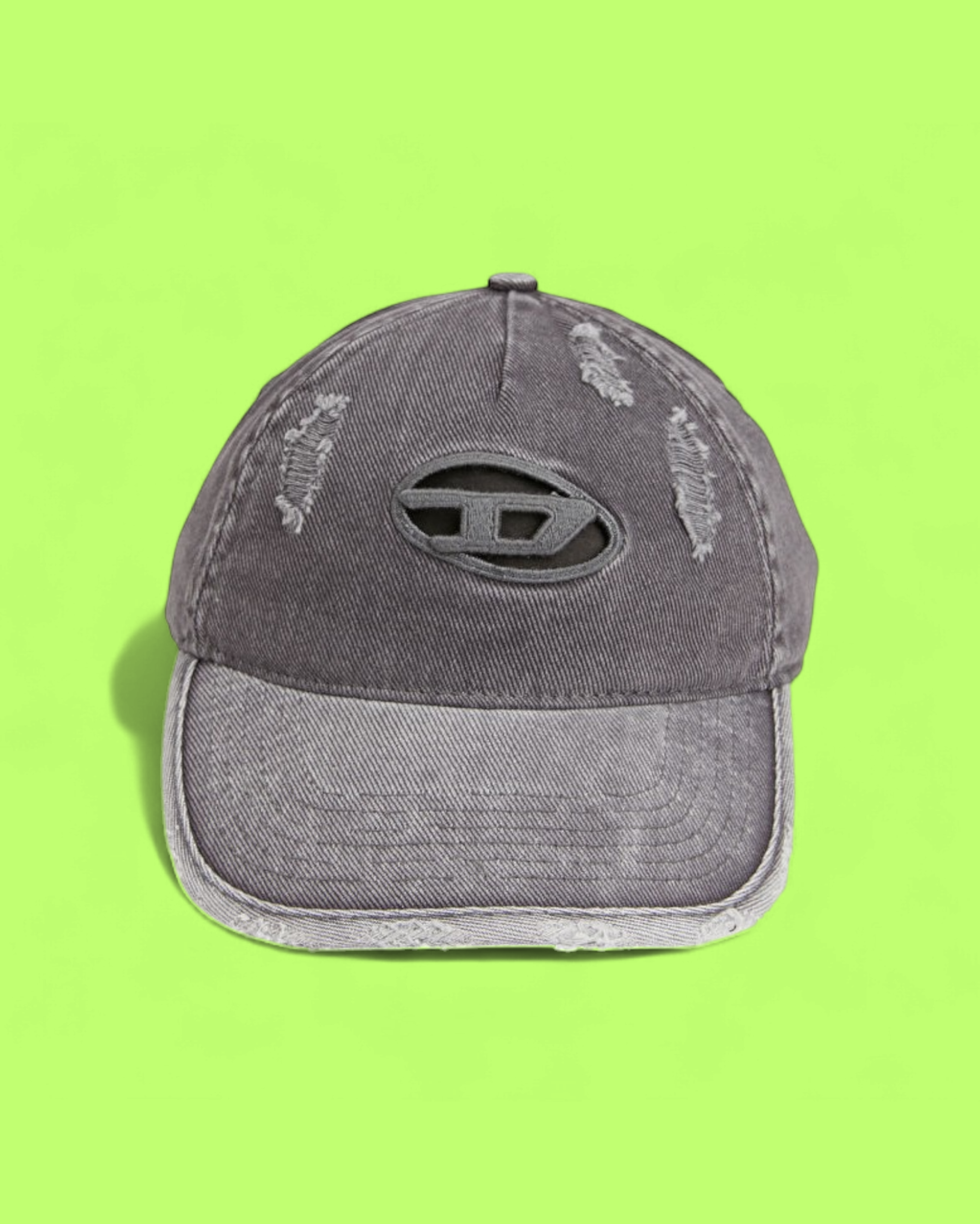 GREY DISTRESSED CAP WITH WORN EFFECT AND PATCHED FRONT