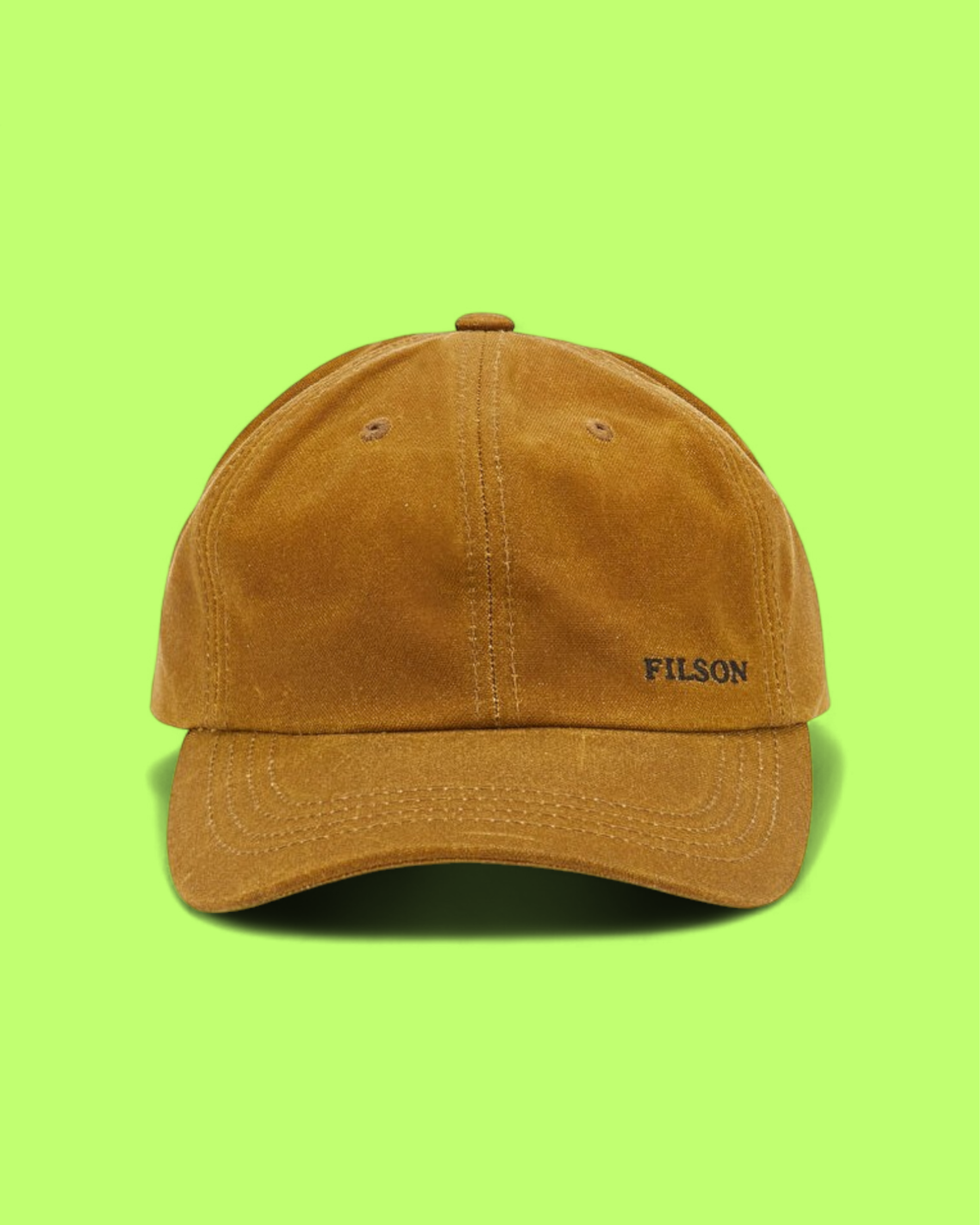 FILSON TAN BROWN WAXED COTTON CLASSIC LOGO BASEBALL CAP