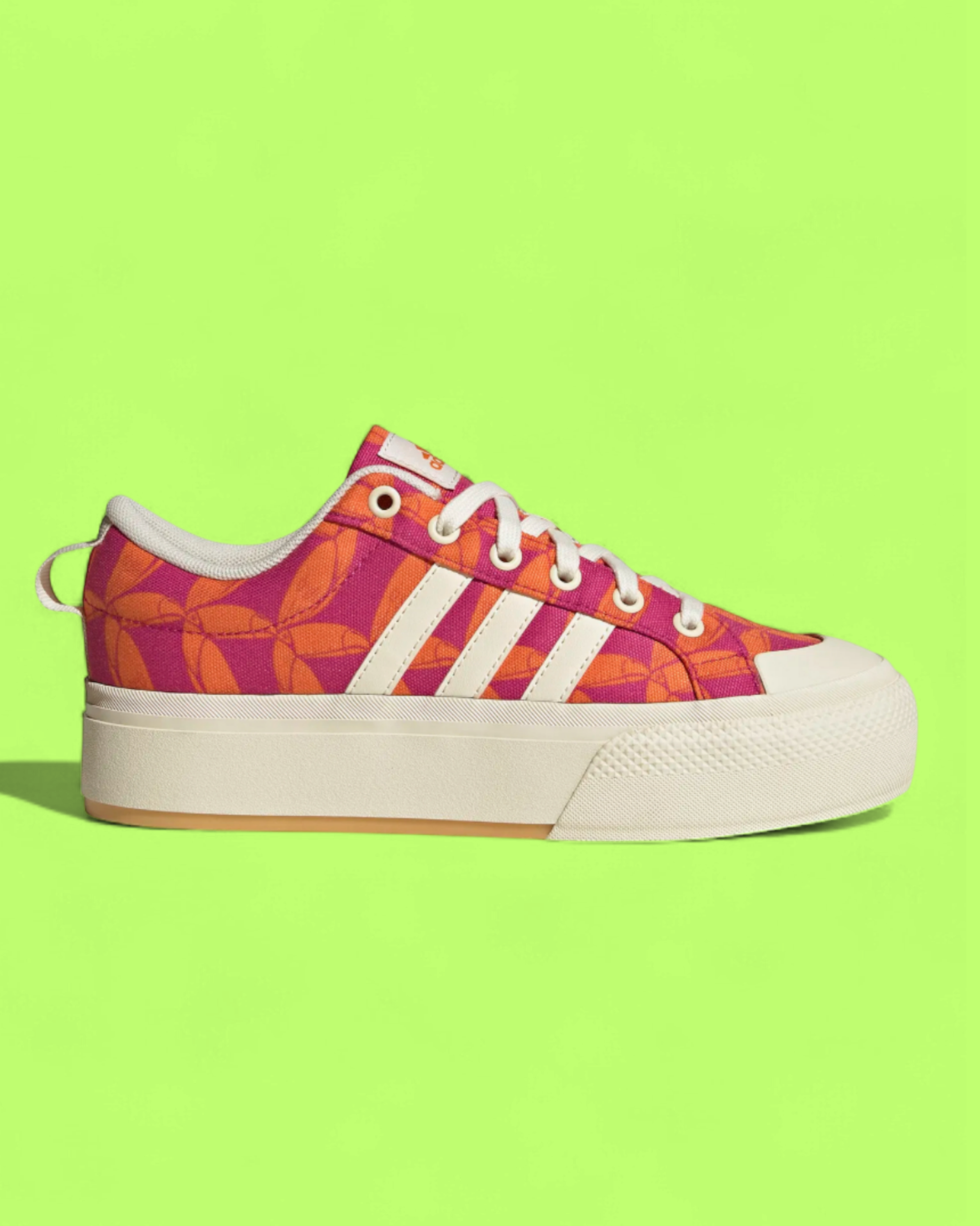 ADIDAS BRAVADA ORANGE PINK CANVAS PLATFORM CASUAL SNEAKERS