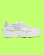 VALENTINO GARAVANI WHITE GREY SUEDE PANEL LUXURY SNEAKERS