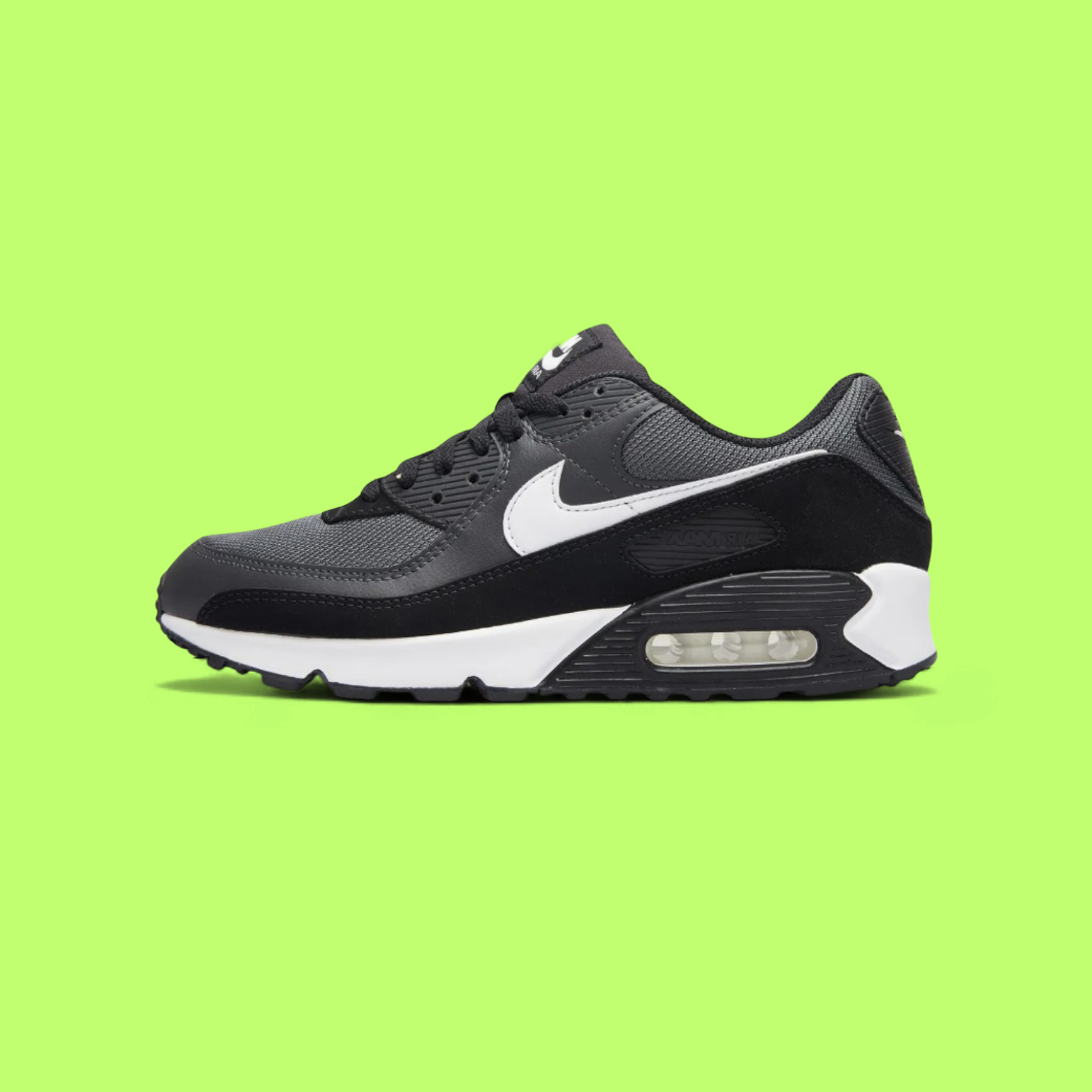NIKE AIR MAX 90 MEN'S BLACK LEATHER RETRO RUNNING SNEAKERS