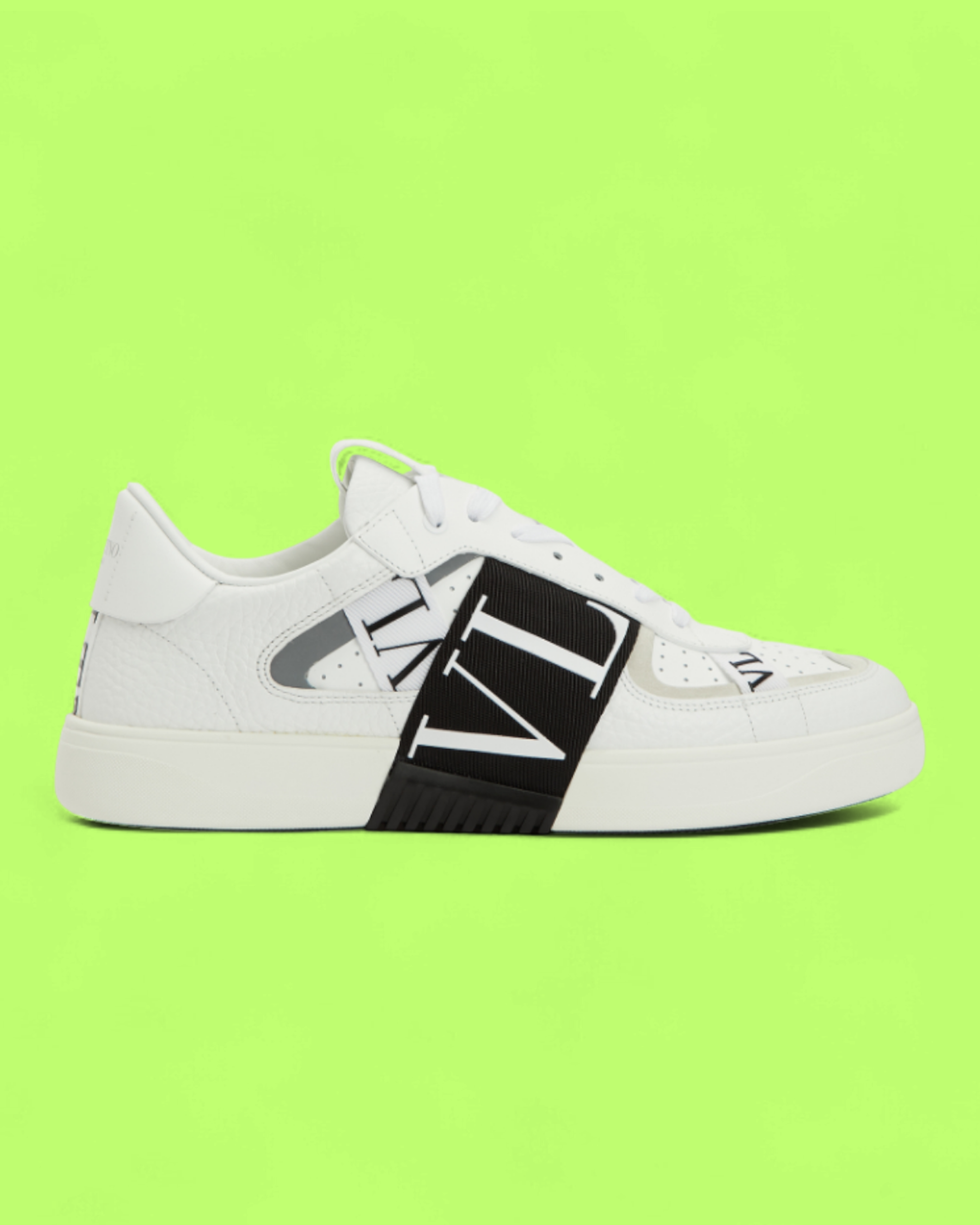 VALENTINO GARAVANI WHITE VLTN LOGO PREMIUM LEATHER SNEAKERS