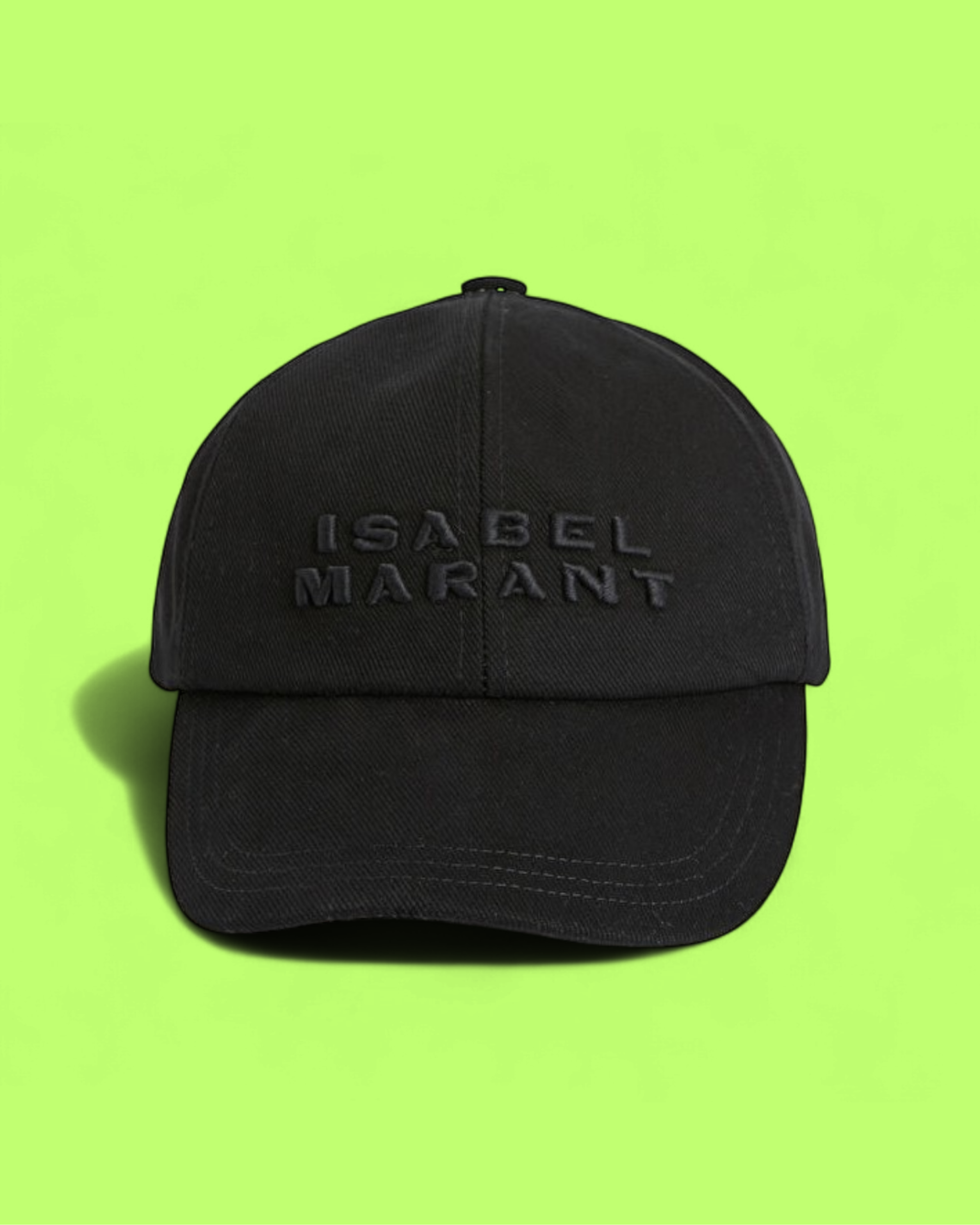 ISABEL MARANT BLACK CAP WITH TONAL EMBROIDERED LOGO DETAIL