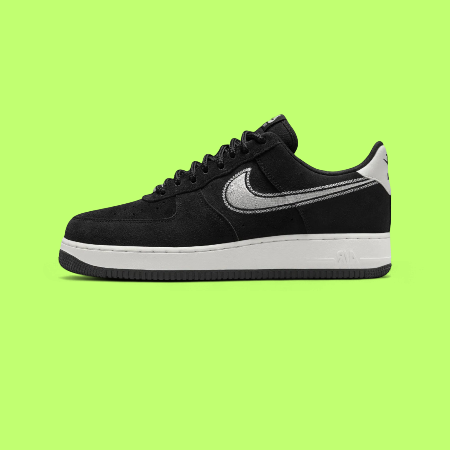 NIKE AIR FORCE 1 '07 LV8 MEN'S BLACK LEATHER PREMIUM CASUAL SNEAKERS