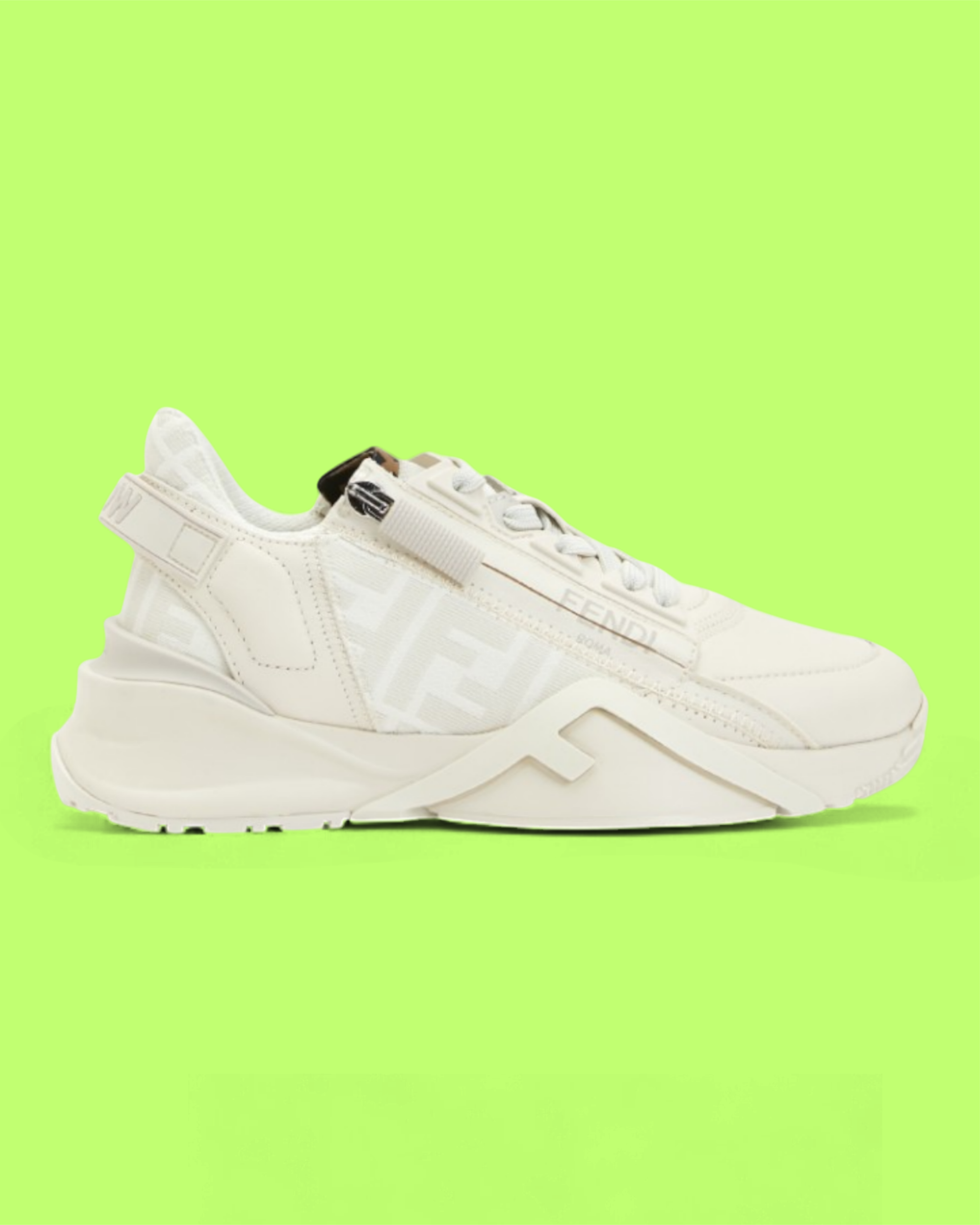 FENDI WHITE TECHNICAL SNEAKER WITH EMBOSSED FF LOGO DESIGN
