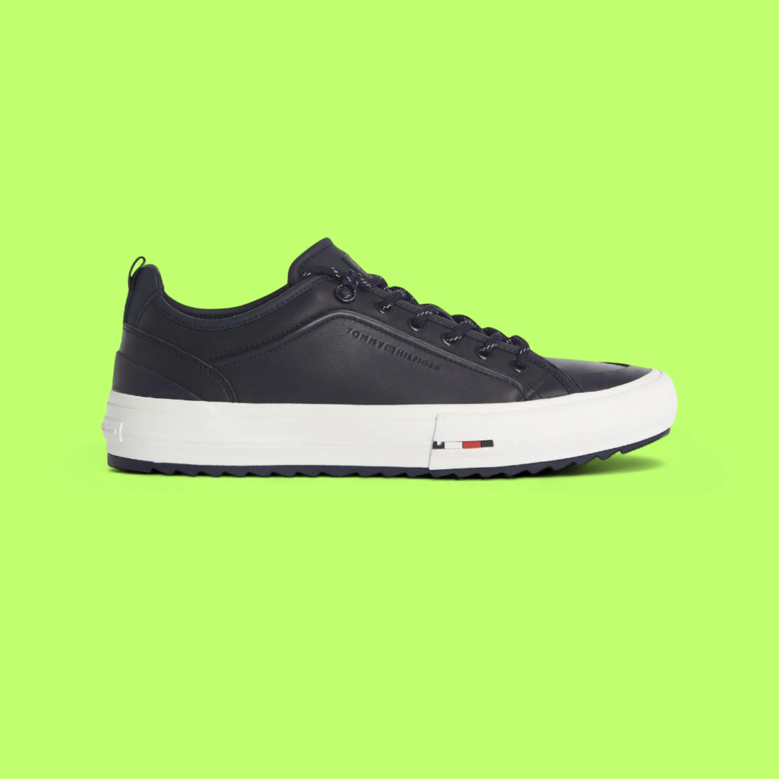 TOMMY HILFIGER CLEAT LOW MEN'S BLUE LEATHER CASUAL COURT SNEAKERS