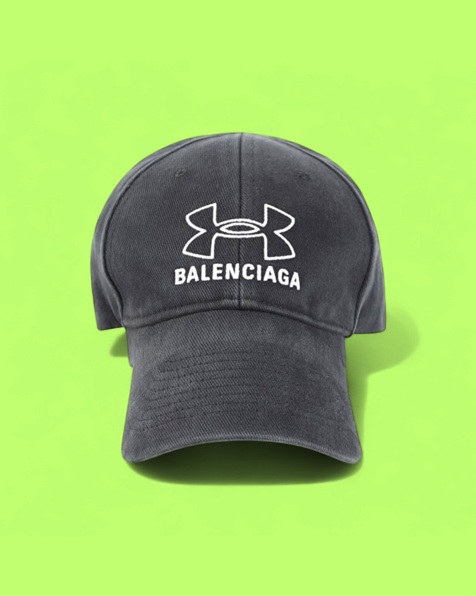 BALENCIAGA BLACK CAP WITH WHITE UNDER ARMOUR LOGO CWCD