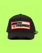 BLACK CAP WITH RETRO PATCH AND RED CONTRAST DETAILS CWCD
