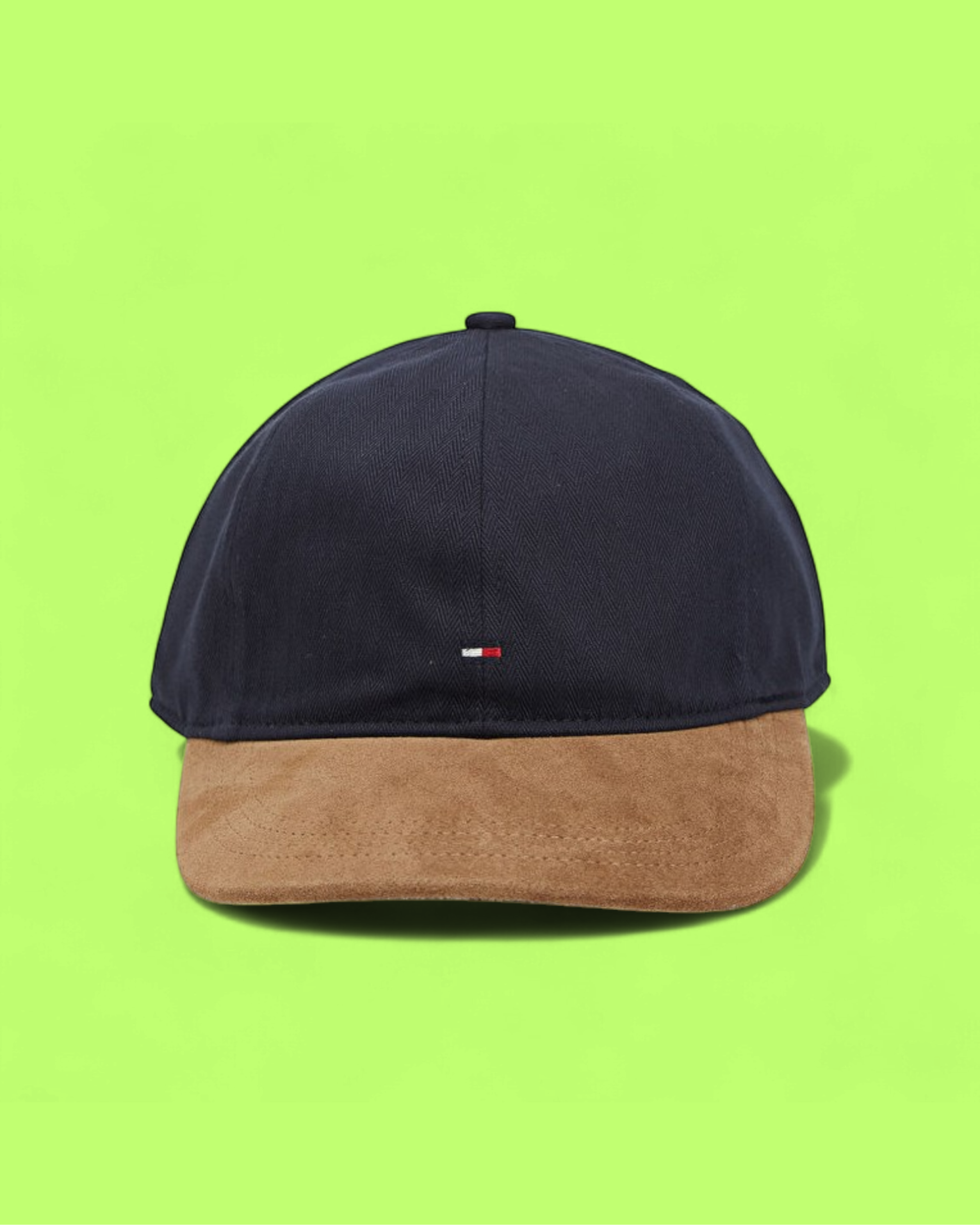 TOMMY HILFIGER NAVY BLUE CAP WITH BROWN SUEDE VISOR EMBROIDERY