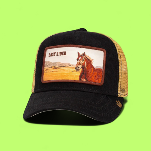 EASY RIDER HORSE TRUCKER HAT WITH DESERT LANDSCAPE PATCH