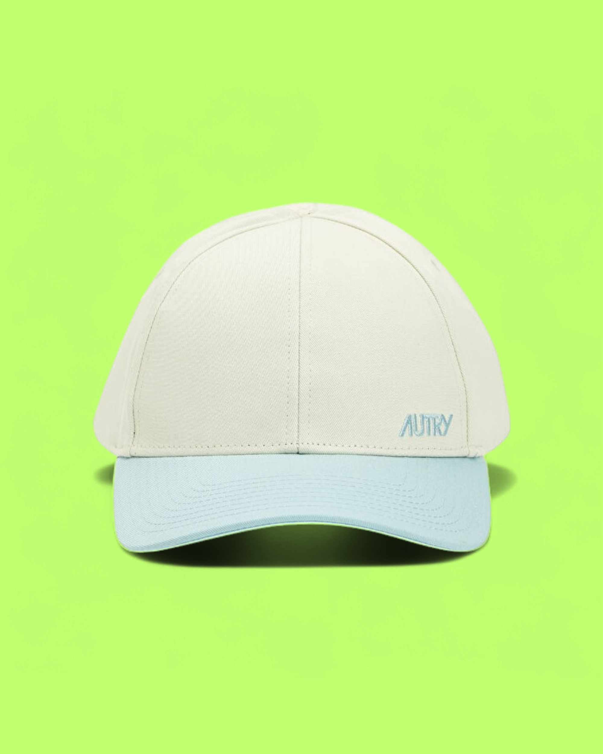AUTRY WHITE AND LIGHT BLUE BASEBALL CAP WITH EMBROIDERY