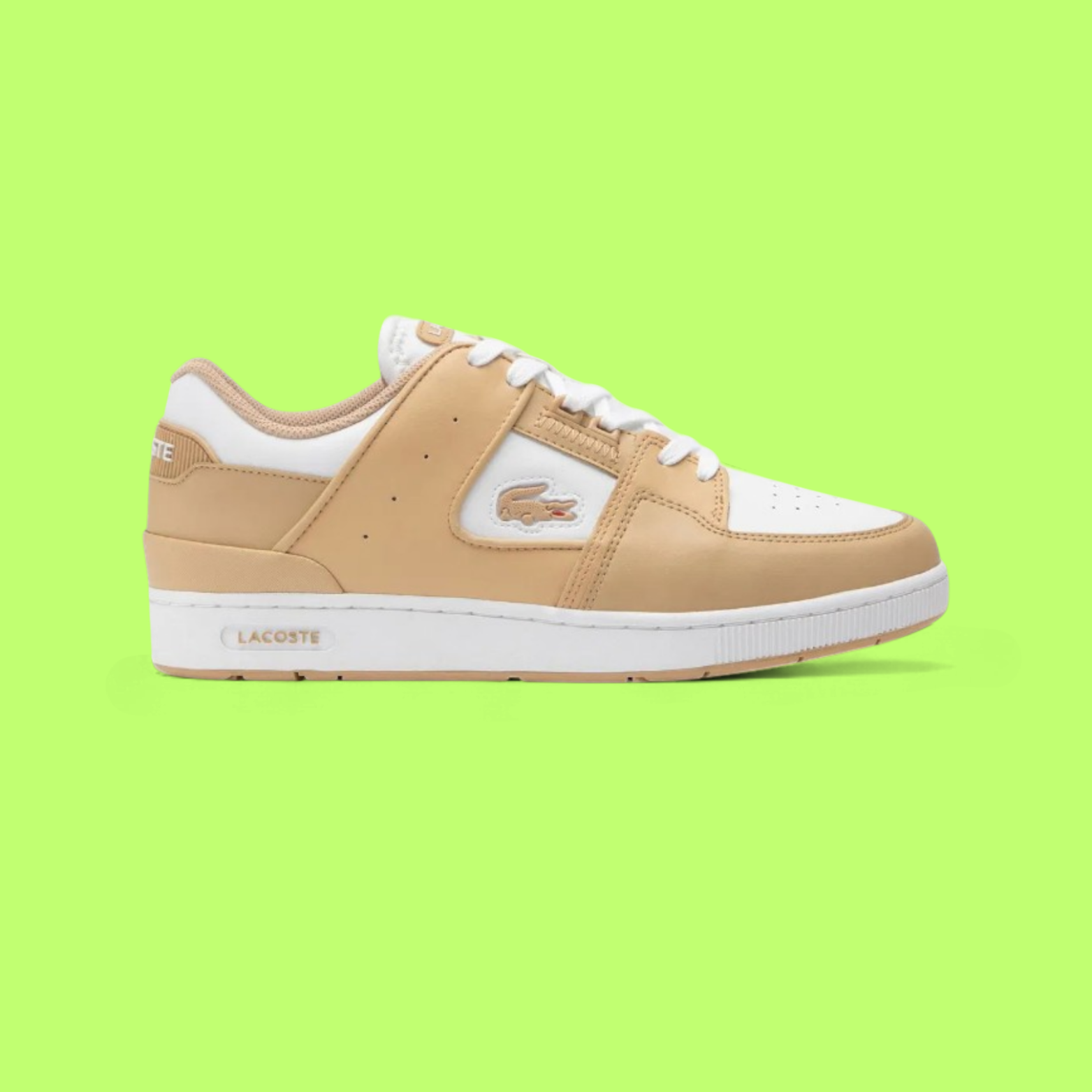 LACOSTE SPORT COURT CAGE MEN'S LIGHT BROWN LEATHER COURT SNEAKERS