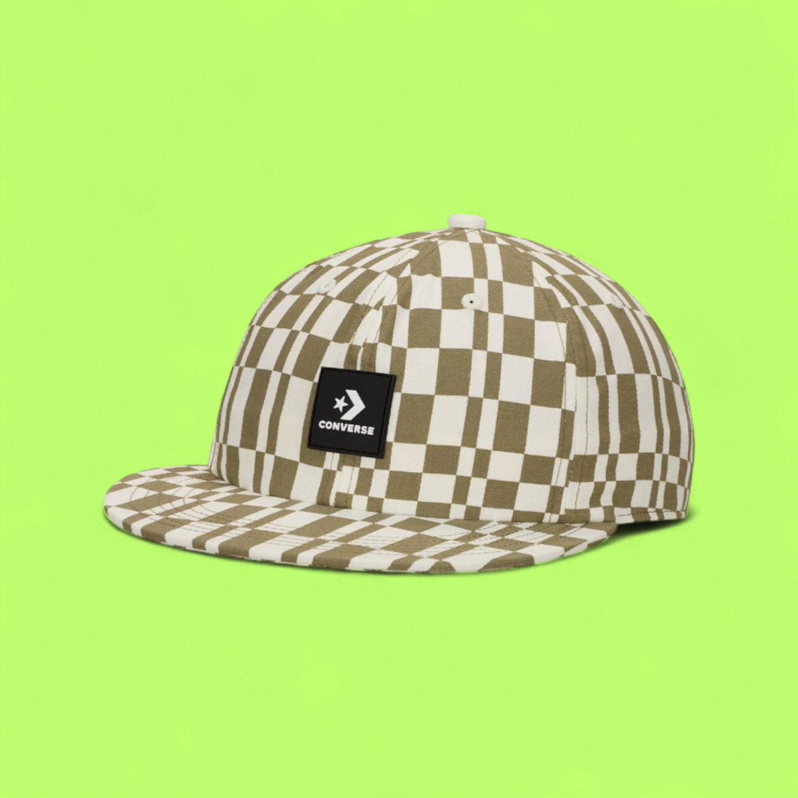CHECKERED CONVERSE CAP WITH BLACK FRONT PATCH LOGO
