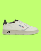 AUTRY LOW WHITE LEATHER GREEN HEEL RETRO CASUAL MENS SNEAKERS