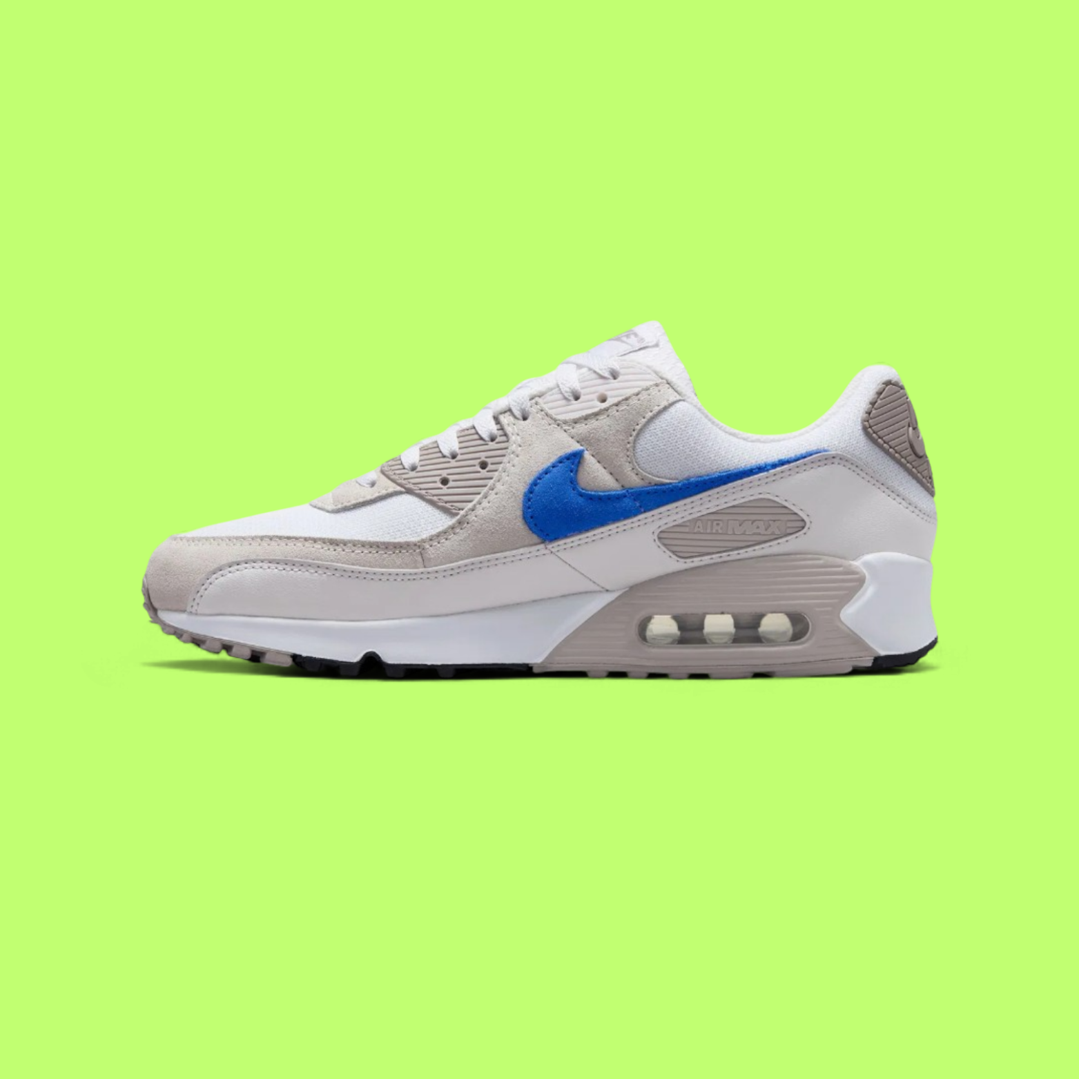 NIKE AIR MAX 90 MEN'S WHITE LEATHER RETRO RUNNING STYLE SNEAKERS