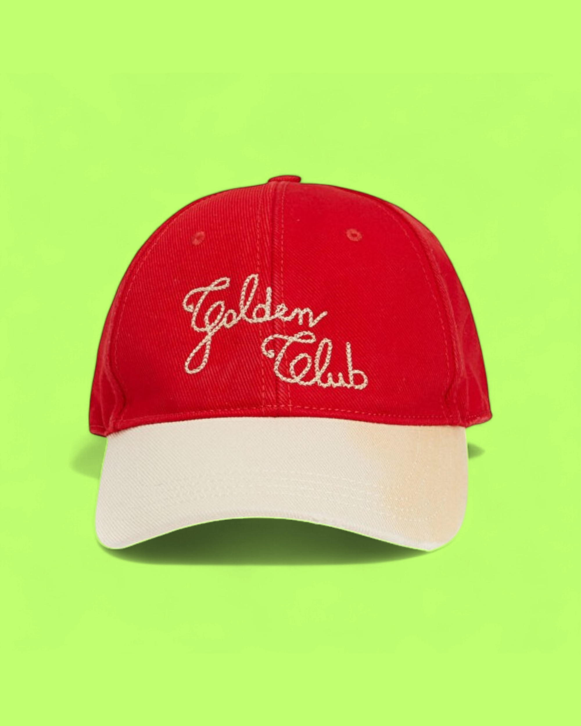 GOLDEN CLUB RED AND WHITE RETRO BASEBALL CAP EMBROIDERED