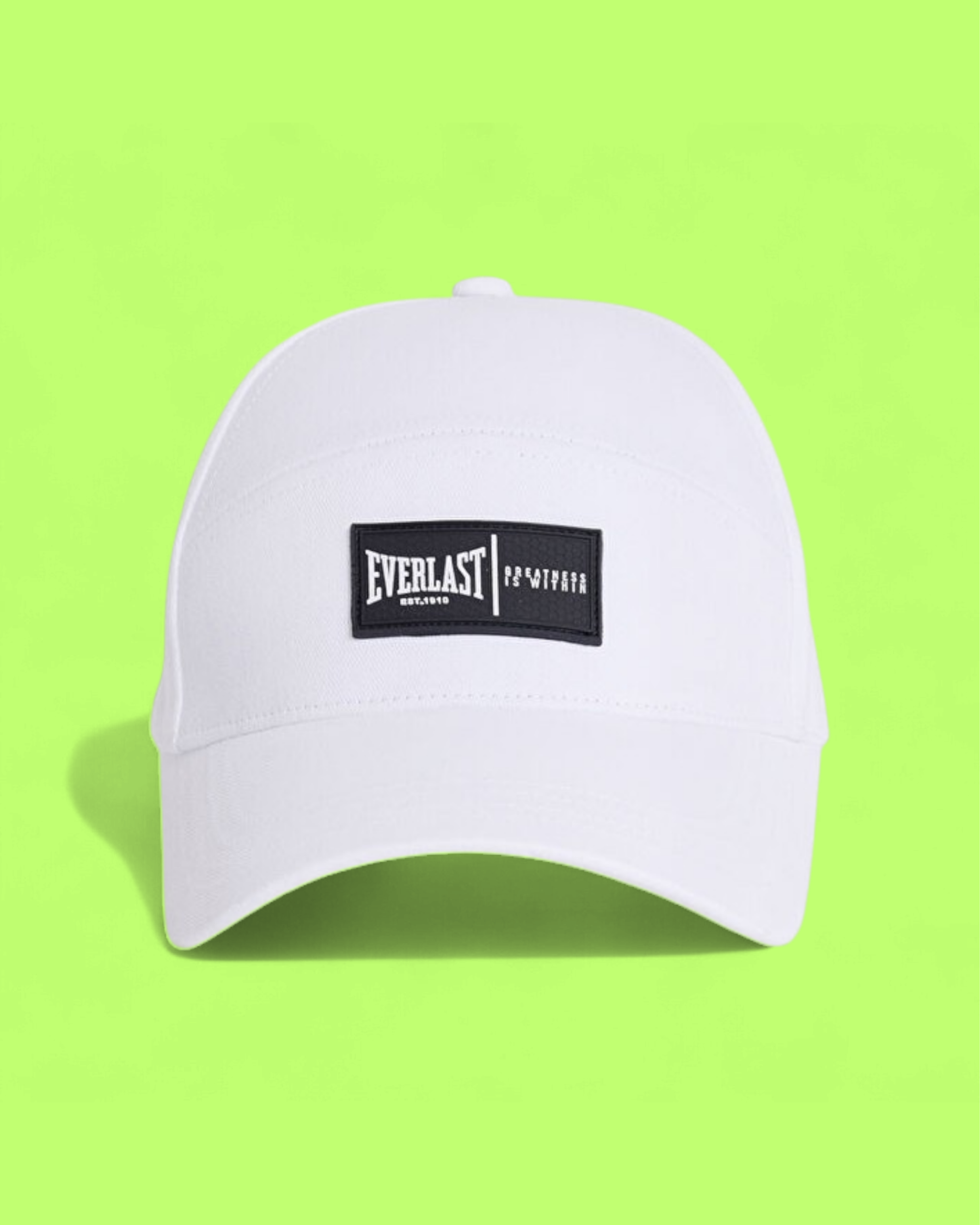 WHITE CAP WITH CONTRAST BLACK EVERLAST FRONT PATCH CWCD