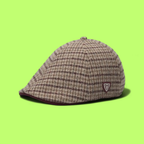 BROWN CHECKERED FLAT CAP WITH VINTAGE STYLE DESIGN