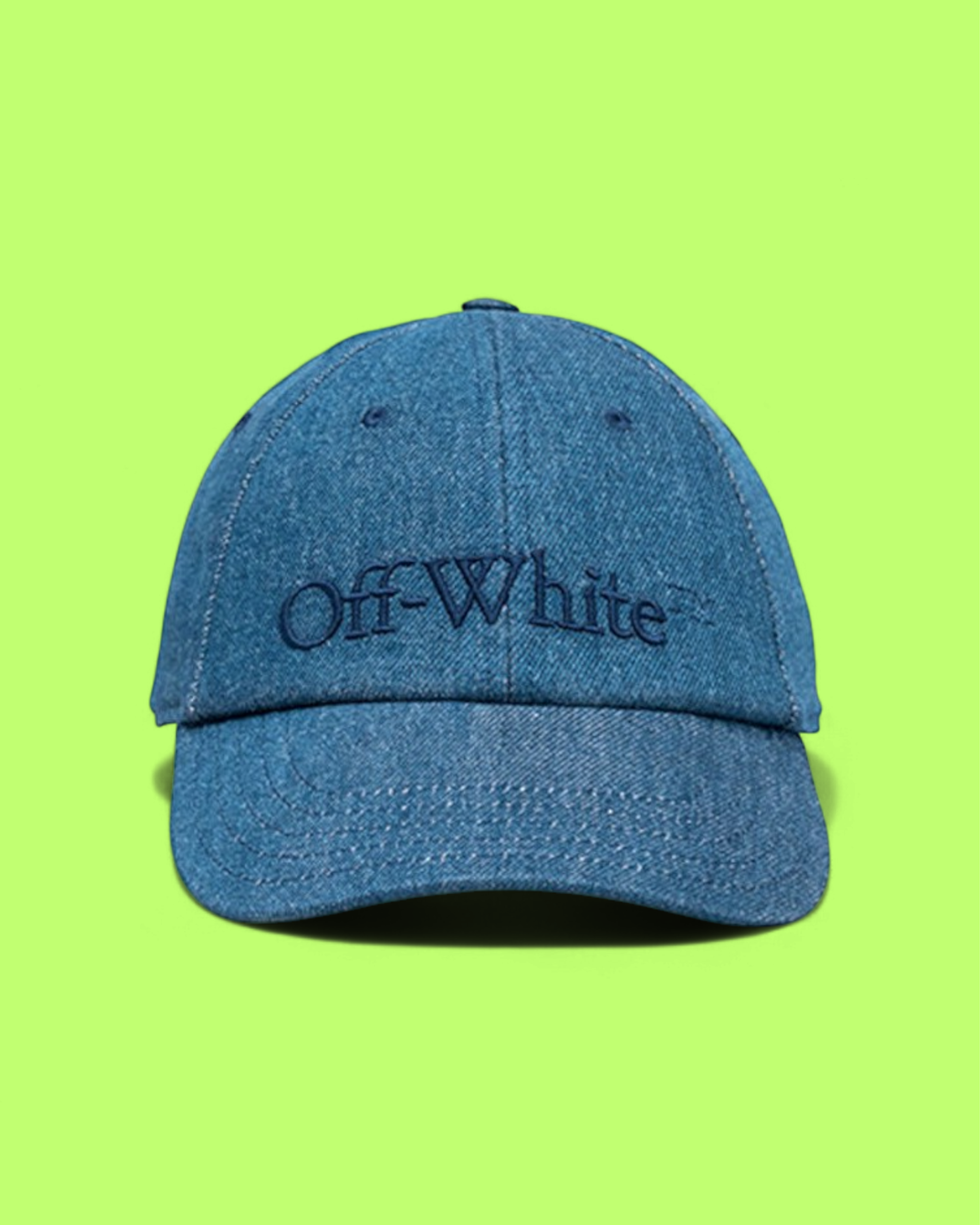 OFF-WHITE BLUE DENIM CAP WITH EMBROIDERED LOGO DETAIL CWCD